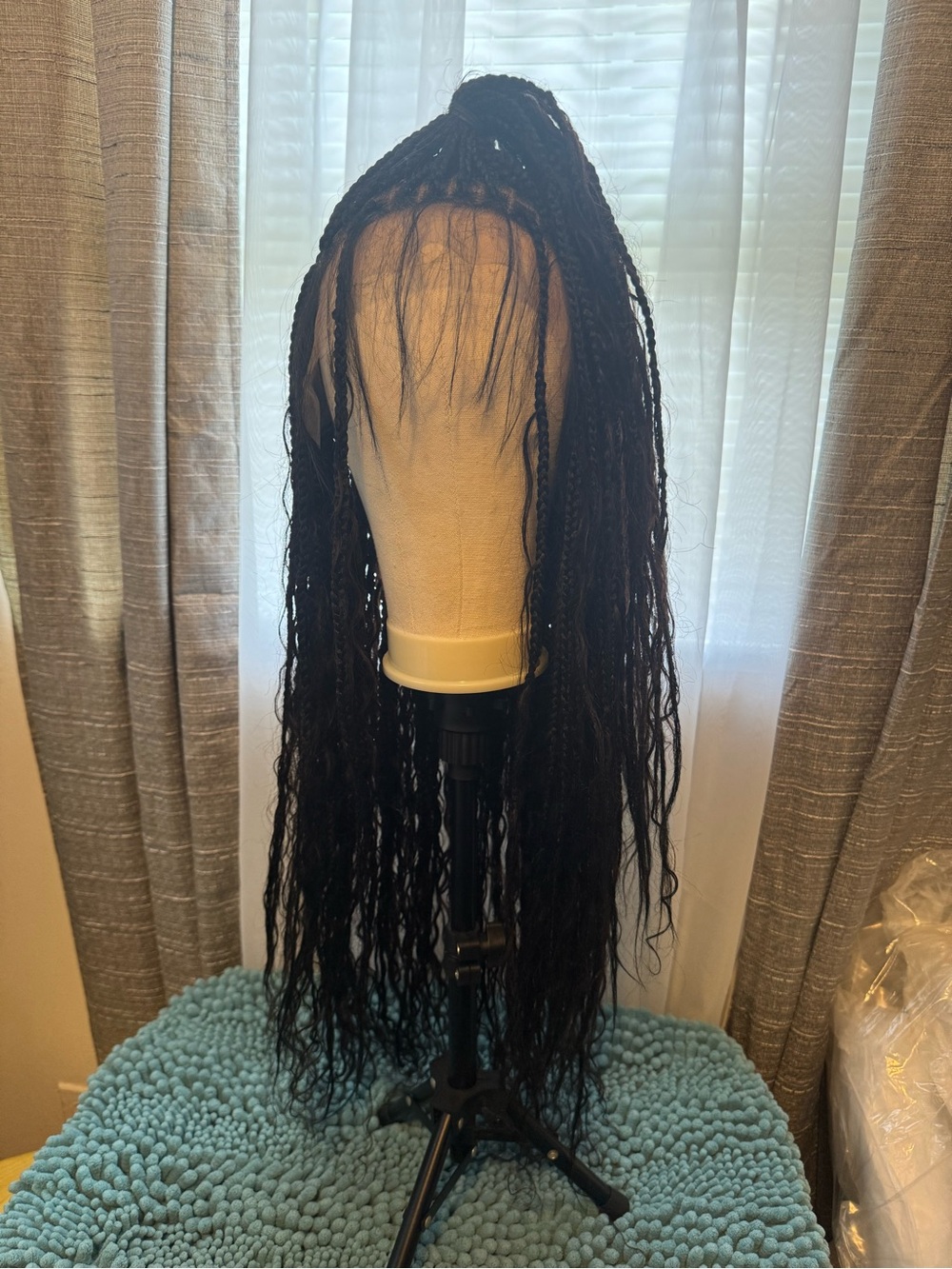 Style 28” Goddess Braid Wig | Human Hair Curls | Lace-front Wig - Picture 2 of 8